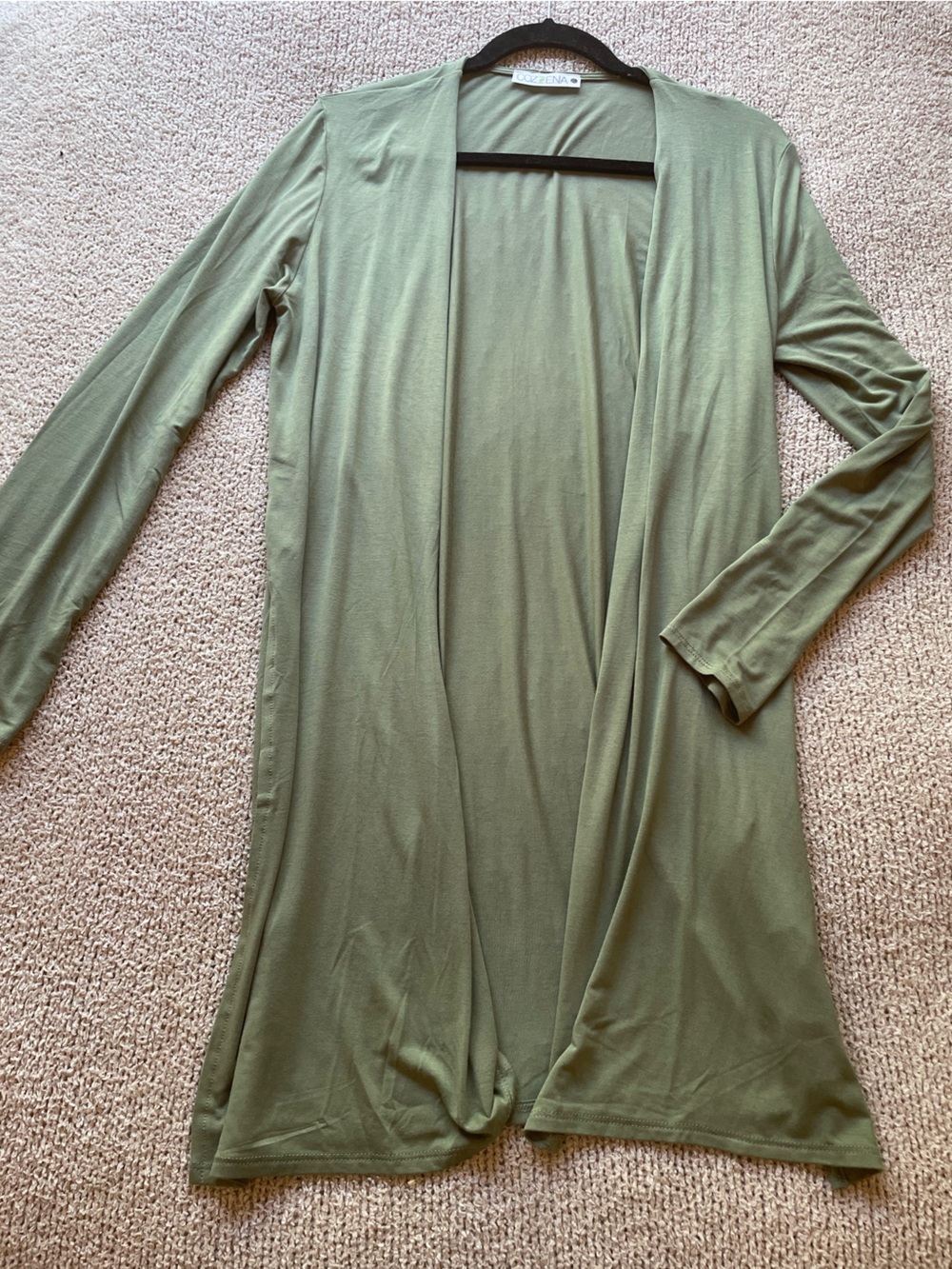 Cozzena Green Open-Front Bamboo Long Sleeve Cardigan EUC - size Large
